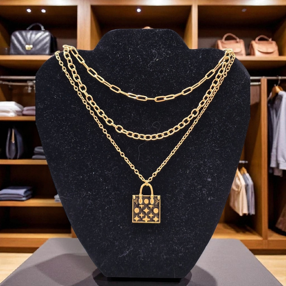 Elegant Multi-Layer Necklace with Padlock Design Pendant | Silver or Gold